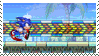 stamp of pixel sonic running while the backdrop changes zones